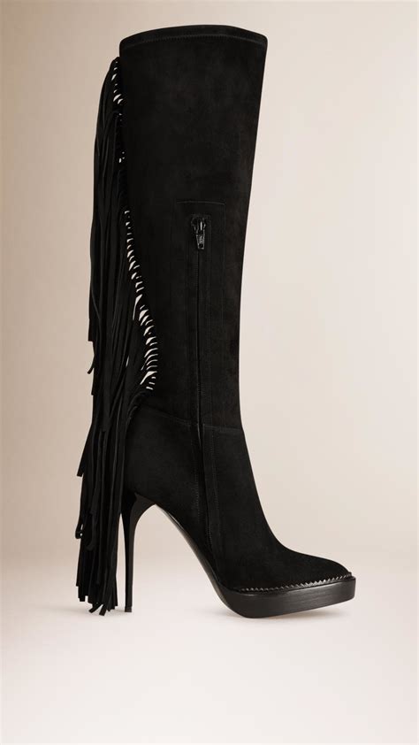 caitly fribged burberry boot|Burberry Suede Fringe Trim Accent Boots .